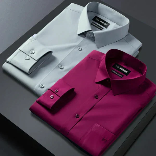 Men's Formal Regular Fit Cotton Full Sleeve Shirt - Pista & Maroon Combo
