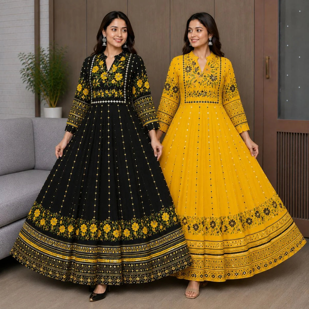 Ethnic Print Maxi Dress with Flowing Hem | B-13