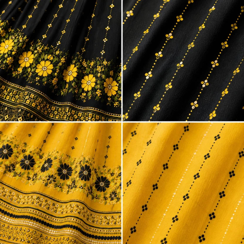 Ethnic Print Maxi Dress with Flowing Hem | B-13