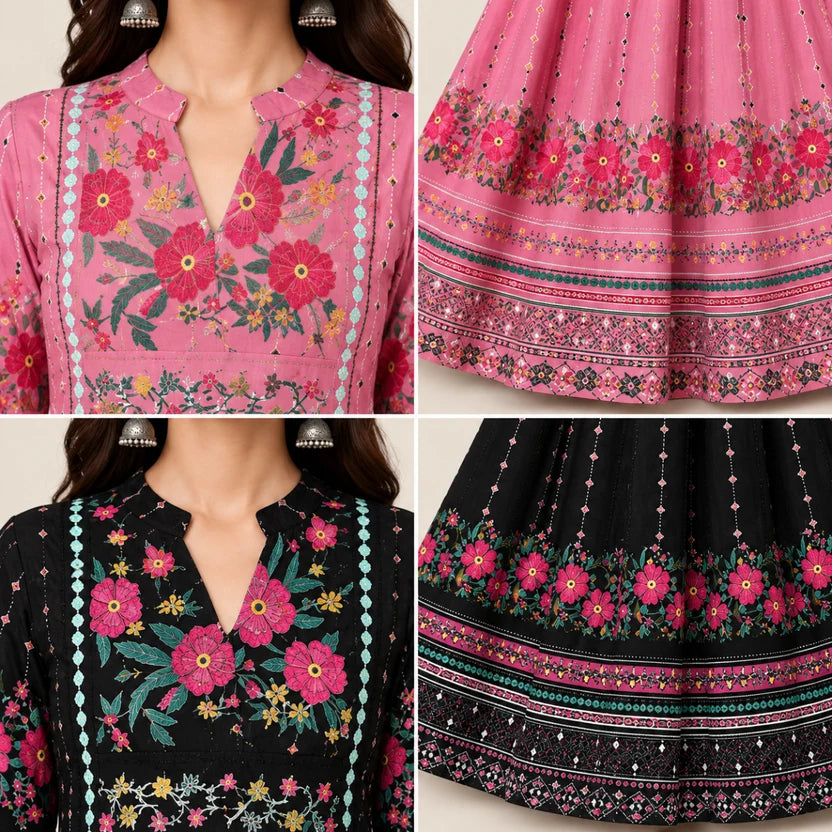 2 Pack Bohemian Ethnic Print Maxi Dress with Flowing Hem | B-011