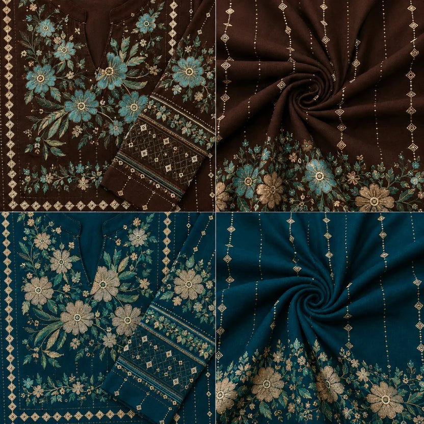 Anarkali Maxi Dress – Brown & Teal