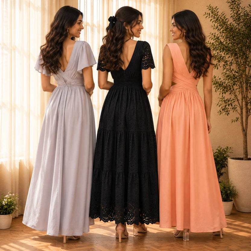 3 Women’s Stylish Printed Maxi Dress ( MD-10 )
