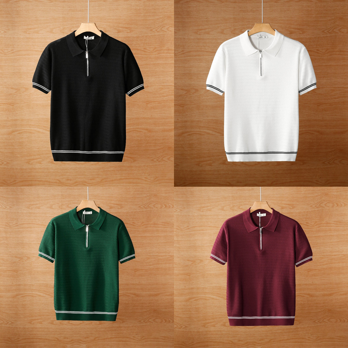 Summer contrasting collar polo T-shirt for men (Pack of 4)
