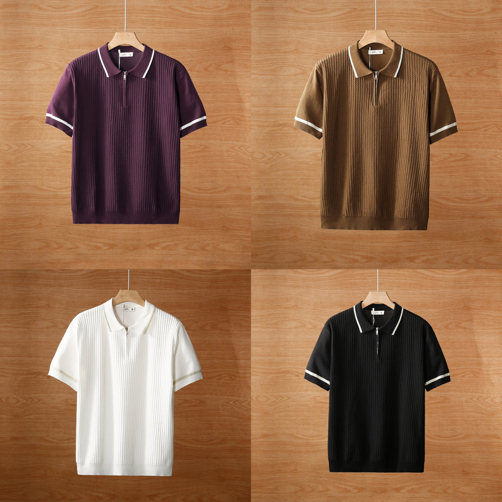 Summer color blockedlapel polo T shirt (Pack of 4)