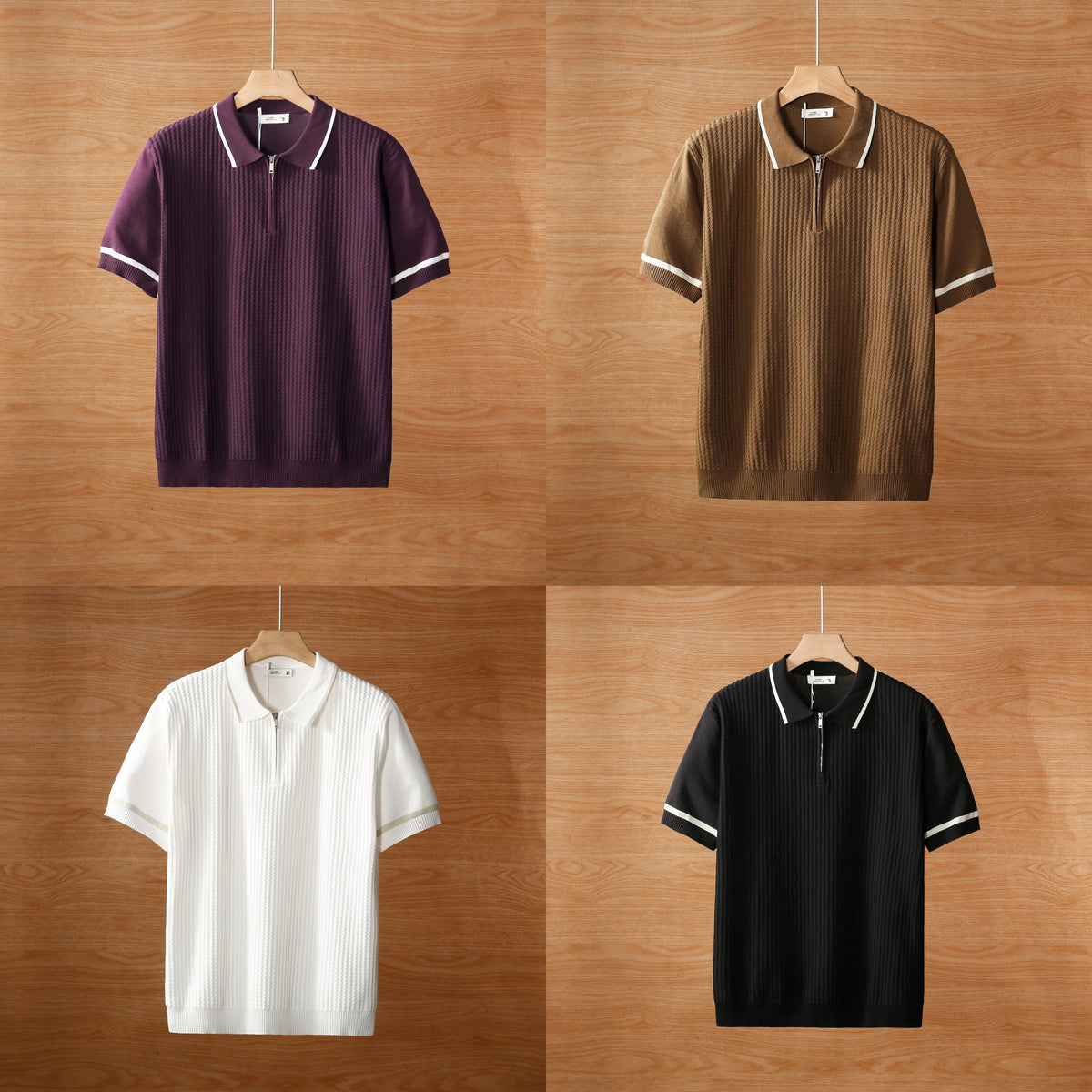 Summer color blockedlapel polo T shirt (Pack of 4)