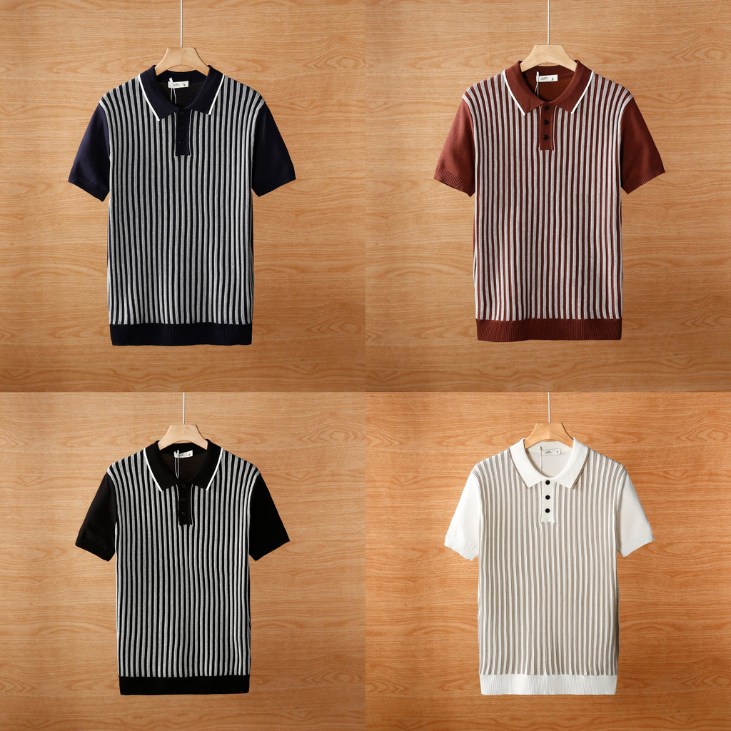 cool silk knitted sweater jacquard business polo T-shirt (Pack of 4)