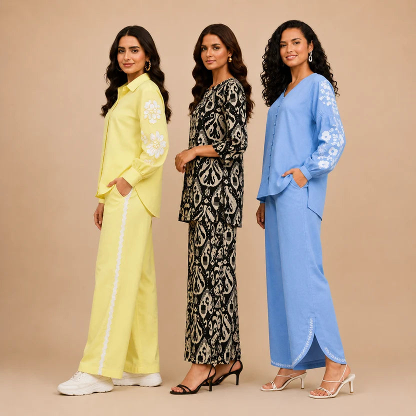 3 Cotton Co-ord Sets | Top + Bottom | 3CS_75