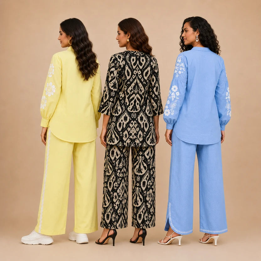 3 Cotton Co-ord Sets | Top + Bottom | 3CS_75