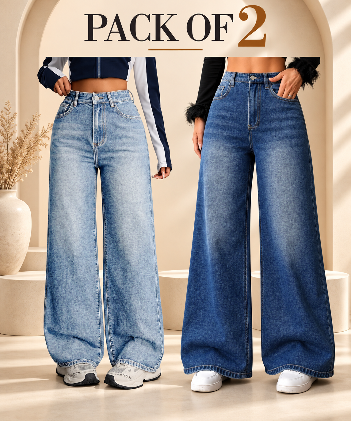 TrendEase Baggy Jeans Combo – Pack of 2