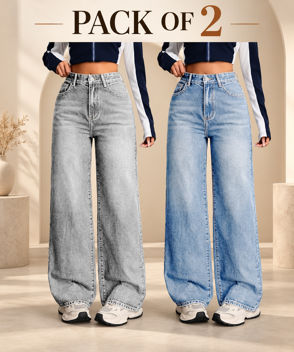 CloudFit Women’s Baggy Jeans – Pack of 2