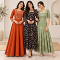 3 Women’s Stylish Printed Maxi Dress ( MD-2 )