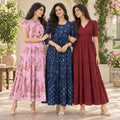 3 Women’s Stylish Printed Maxi Dress ( MD-4 )