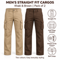 Men’s Khaki & Brown Cargo – Pack of 2