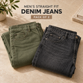 Men's Jeans Pack of 2 – Olive Green & Washed Black