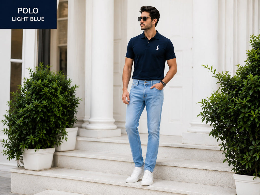 Pack of 2 Premium Denim Jeans (Sky Blue & Navy Blue)