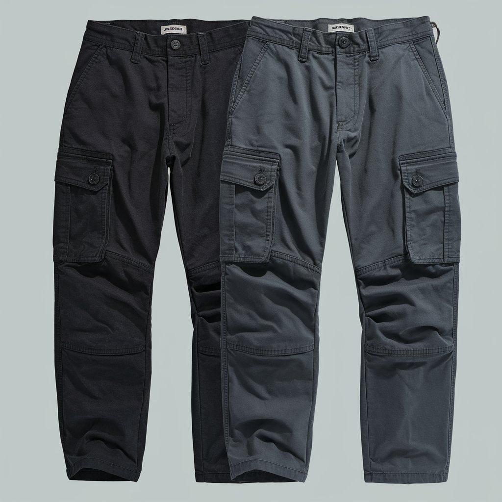 Classic Black & Charcoal Gray Cargo Pants (Pack of 4)