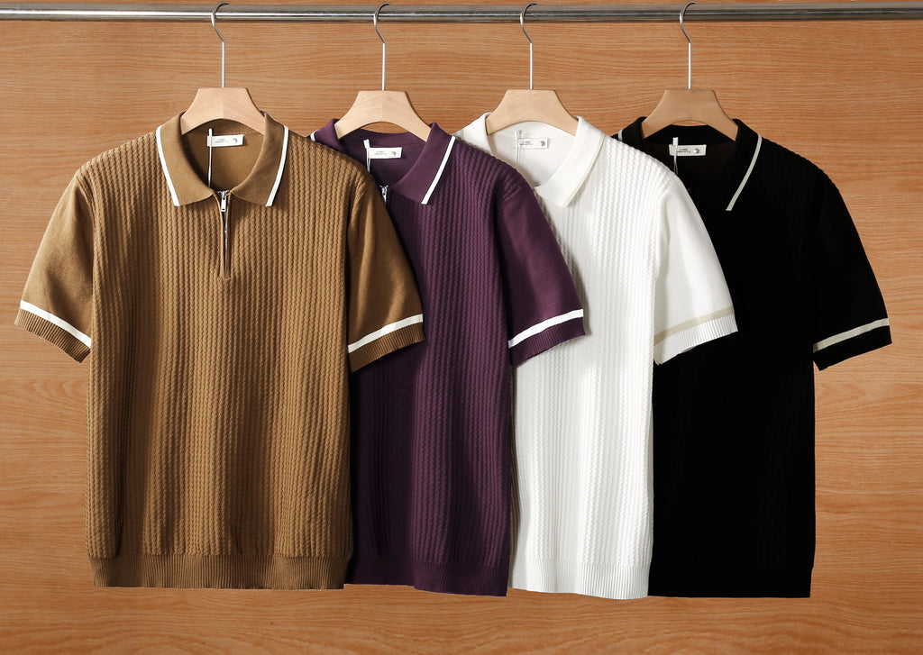 Summer color blockedlapel polo T shirt (Pack of 4)