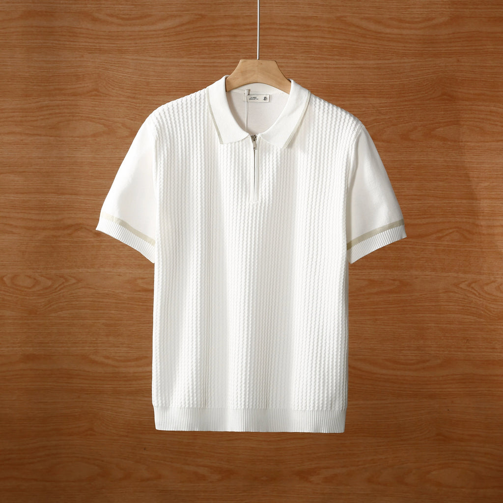 Summer color blockedlapel polo T shirt