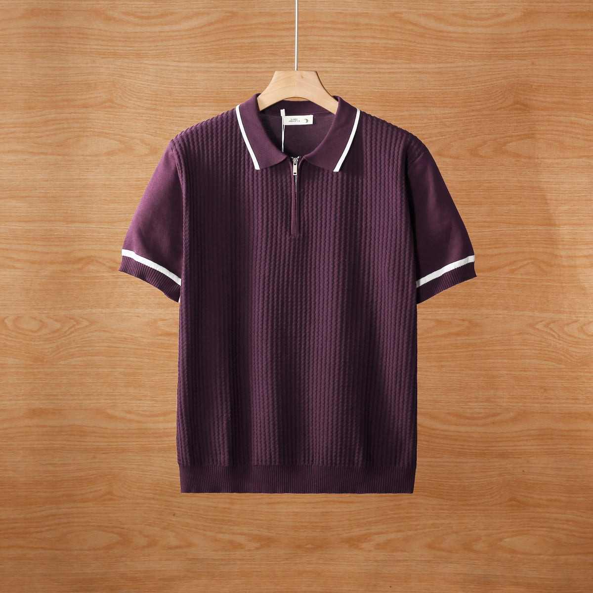 Summer color blockedlapel polo T shirt