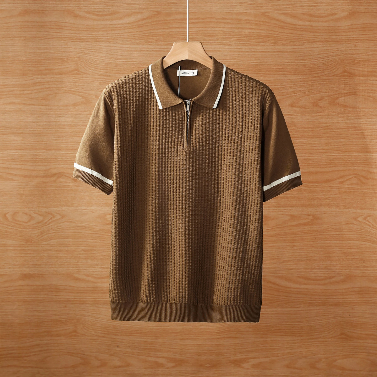 Summer color blockedlapel polo T shirt