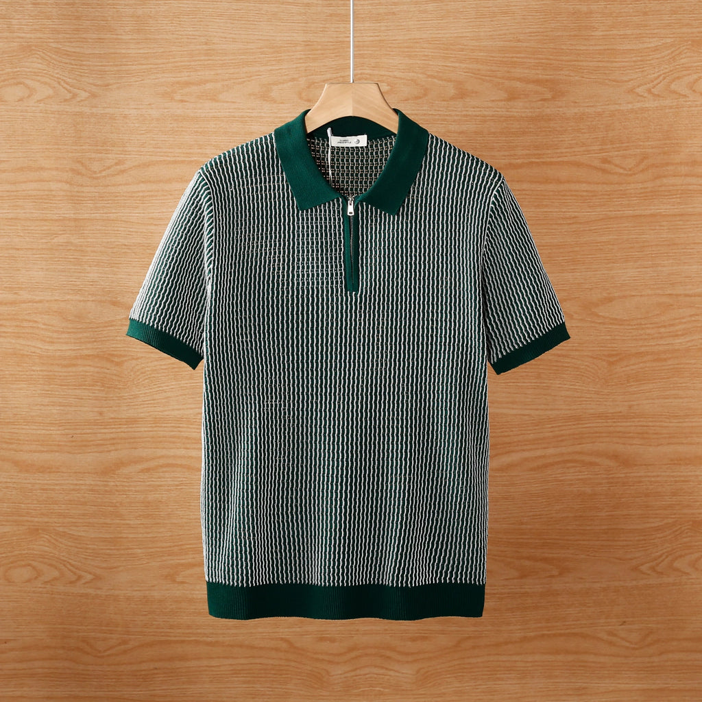 Knitted hollow ice silk polo shirt men's