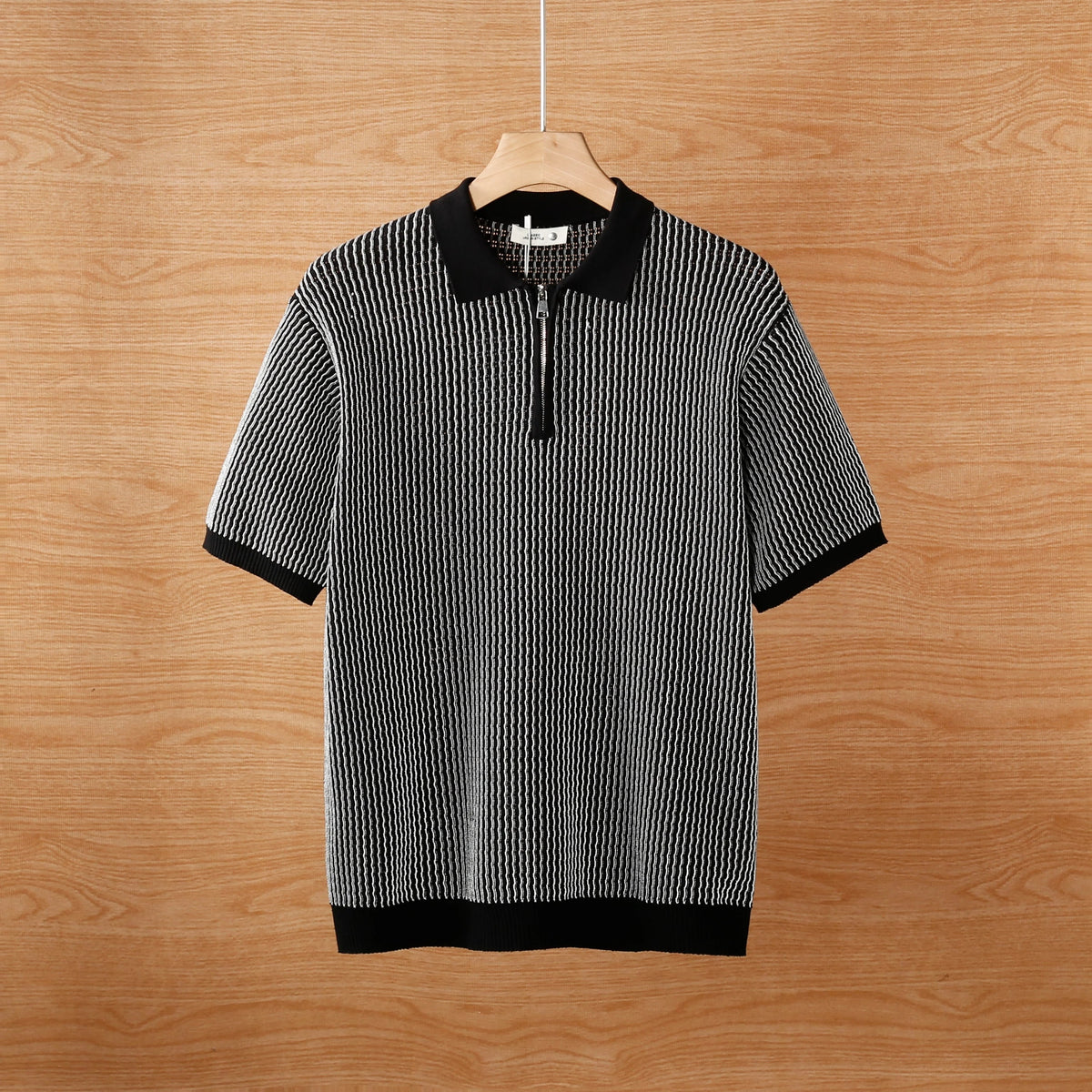 Knitted hollow ice silk polo shirt men's