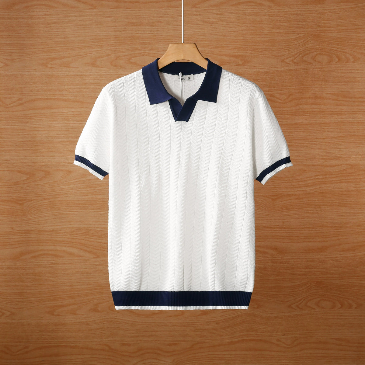 Summer breathable color blocked light mature trendy men's polo T-shirt