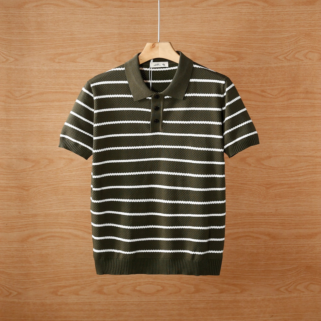 Men's short summer new ice silk knitted men's Polo T-shirt