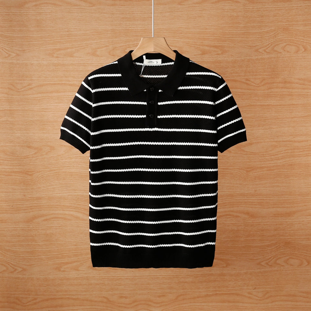 Men's short summer new ice silk knitted men's Polo T-shirt