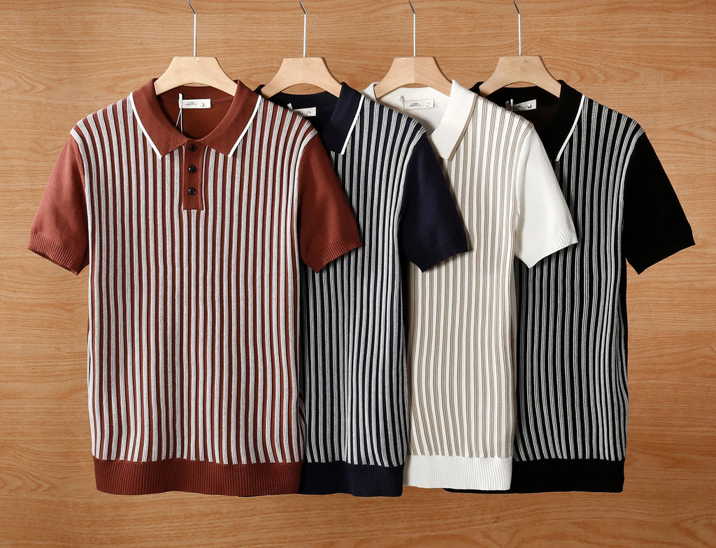 cool silk knitted sweater jacquard business polo T-shirt (Pack of 4)