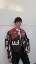 Marlboro Black Leather Jacket l Unisex Racing Jacket